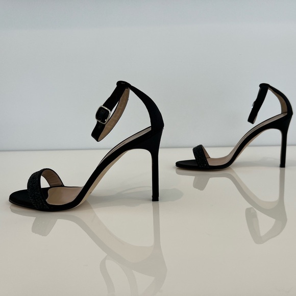 MANOLO BLAHNIK BLACK CRYSTAL SANDALS 7.5 NEW! - Picture 16 of 17